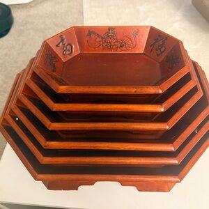 Hexagonal Wooden Stackable serving Trays